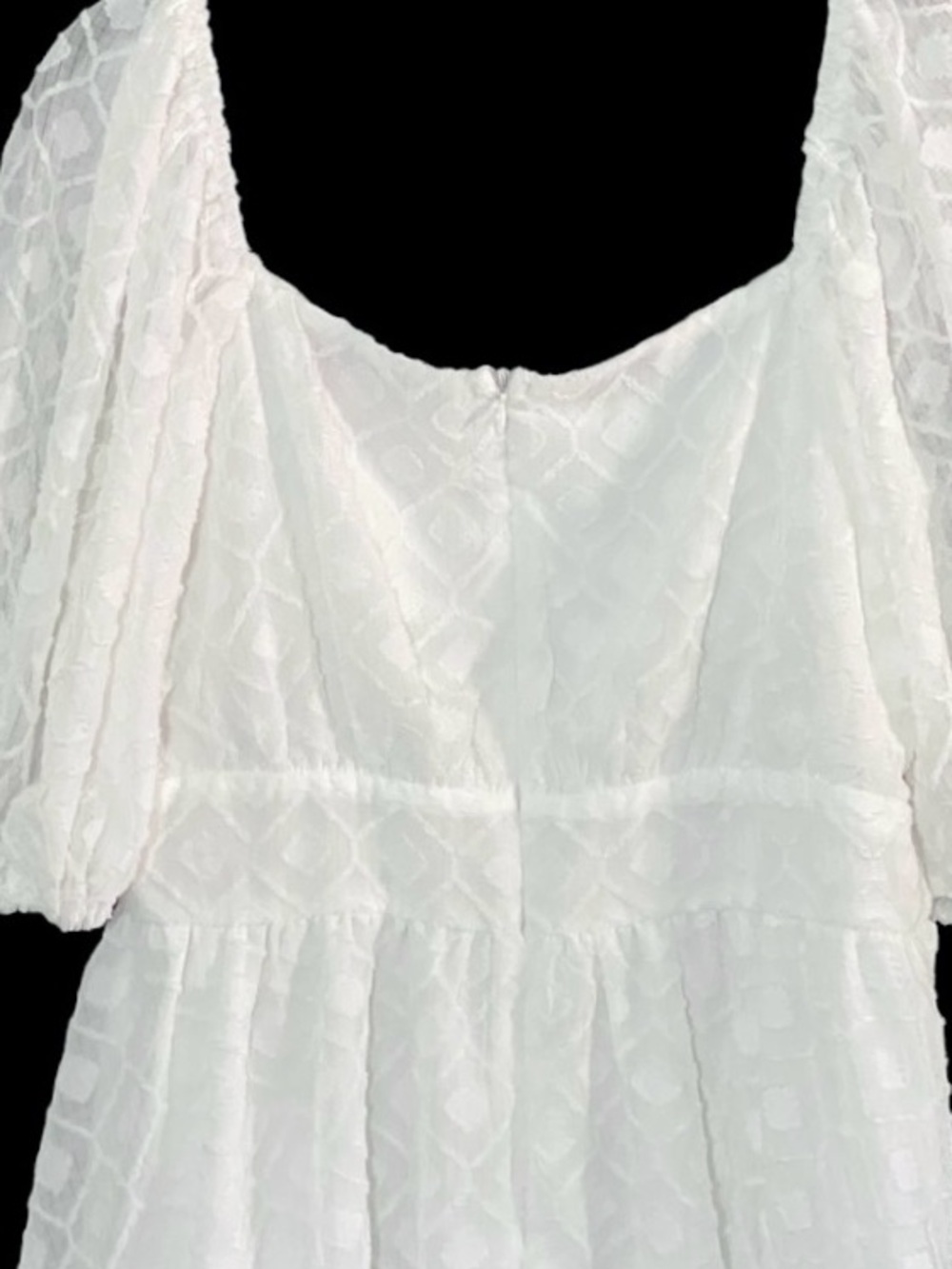 Jealous Tomato White Lace Babydoll Dress L Puff Sleeve Cottagecore Milkmaid - Picture 8 of 10